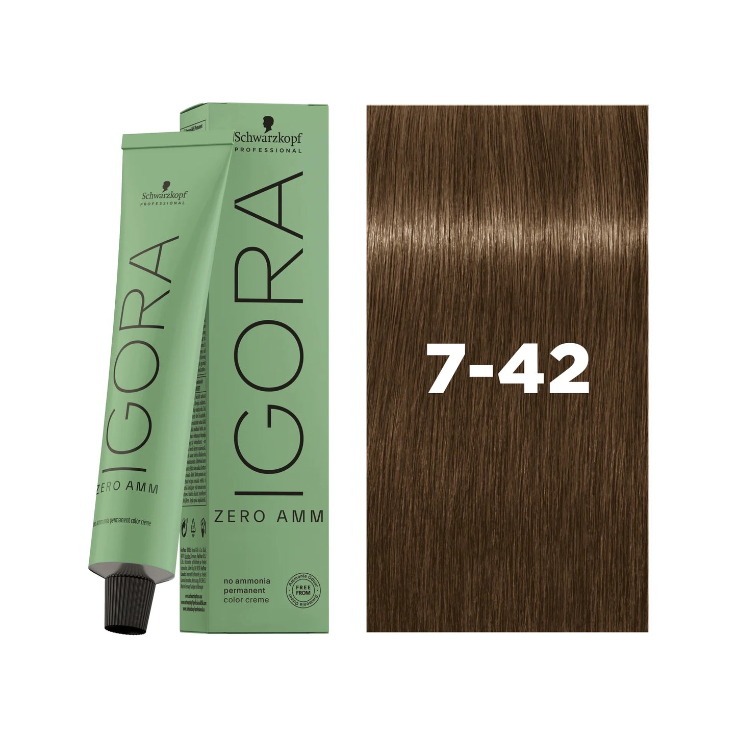 IGORA ZERO AMM Ammonia-Free Permanent Color 7-42 Medium Blonde Beige Ash
