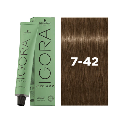 Load image 1 in gallery view. IGORA ZERO AMM Ammonia-Free Permanent Color 7-42 Medium Blonde Beige Ash